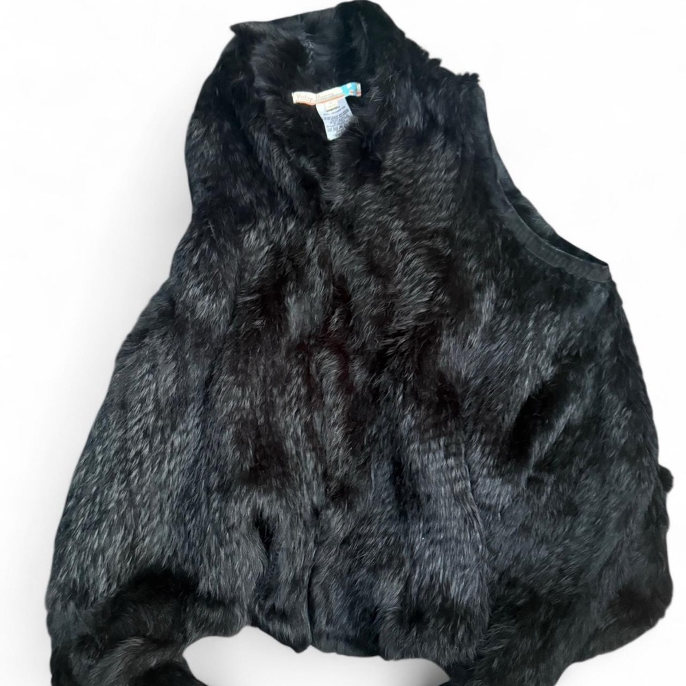Vintage Havana Black Rabbit Fur Vest